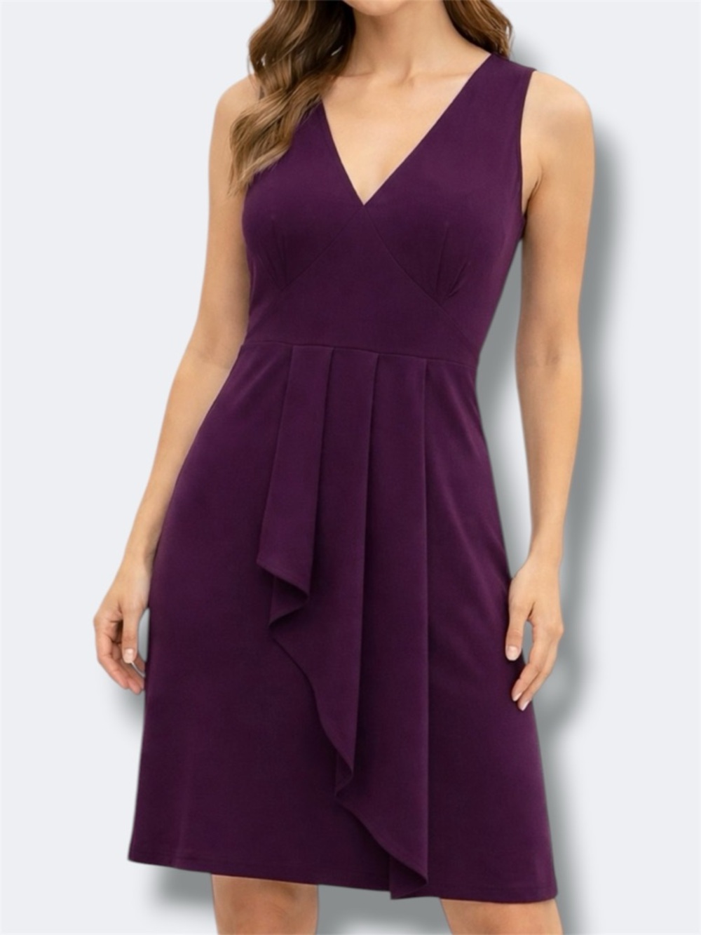 Gap Sheath Dress Women’s Size 4 Purple V Neck Pleated Sleeveless Career